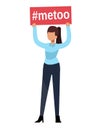 Metoo. Woman hands hold boss man sexual harassment sign workplace. Female humiliation fear in social groupe concept Royalty Free Stock Photo