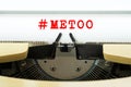  METOO word typed on a yellow vintage typewriter. Business concept