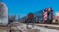 Metra commuter train arrives in Mokena from Chicago Royalty Free Stock Photo