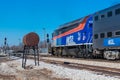 Metra commuter train arrives in Mokena from Chicago Royalty Free Stock Photo