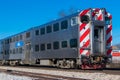 Metra commuter train arrives in Mokena from Chicago Royalty Free Stock Photo