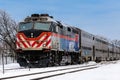 Metra locomotive 209 pushing a passenger train toward Chicago Royalty Free Stock Photo