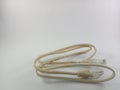 white lan cable with rj45 connector Royalty Free Stock Photo