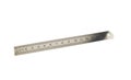 Metric (cm, centimeters) steel (metal) ruler isolated on a white background