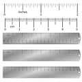 Metric imperial and decimal inch rulers vector set