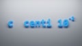 c centi 10 -2 Metric Prefixes numbers - 3D render illustration - white background