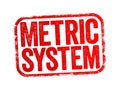 Metric System is a system of measurement that succeeded the decimalised system based on the metre, text stamp concept background