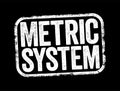 Metric System is a system of measurement that succeeded the decimalised system based on the metre, text stamp concept background