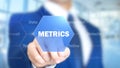 Metrics, Man Working on Holographic Interface, Visual Screen Royalty Free Stock Photo