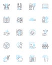 Metrics and tables linear icons set. Analytics, Metrics, Data, Table, Chart, Spreadsheet, Numbers line vector and