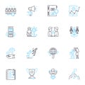 Metrics and tables linear icons set. Analytics, Metrics, Data, Table, Chart, Spreadsheet, Numbers line vector and