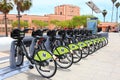 Metro Bike Share in San Pedro, Downtown Harbor of Los Angeles Royalty Free Stock Photo