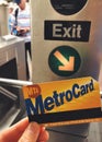 Metro Card New York City Subway Paying Fare Turnstile