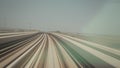 Metro In Dubai, United Arab Emirates. FPV POV At Fast Speed Drive Motion. Long Exposure Time Lapse, Timelapse, Time Royalty Free Stock Photo