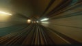 Metro In Dubai, United Arab Emirates. FPV POV At Fast Speed Drive Motion. Long Exposure Time Lapse, Timelapse, Time Royalty Free Stock Photo