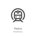 metro icon vector from miscellaneous collection. Thin line metro outline icon vector illustration. Outline, thin line metro icon