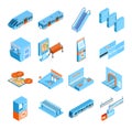 Metro Isometric Icons Set Royalty Free Stock Photo