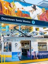 Metro Light Rail & Art Mural In Downtown Santa Monica Platform Royalty Free Stock Photo