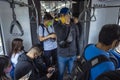 Metro Manila, Philippines - Inside the passenger car of the MRT Line 3 during noon time