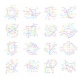 Metro Map Signs Color Thin Line Icon Set. Vector Royalty Free Stock Photo