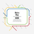 Metro Map Vector. Fictitious City Public Transport Scheme. Colorful Background With Stations Royalty Free Stock Photo