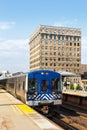 Metro-North Railroad commuter train public transport at Harlem 125th Street railway station in New York, United States Royalty Free Stock Photo