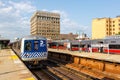 Metro-North Railroad commuter train public transport at Harlem 125th Street railway station in New York, United States Royalty Free Stock Photo