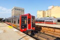 Metro-North Railroad commuter trains public transport at Harlem 125th Street railway station in New York, United States Royalty Free Stock Photo