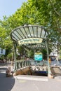 Metro Paris Metropolitain entrance Station Abbesses Art Nouveau portrait format MRT in France