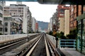 Metro rails passing through the streets of Taipei