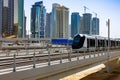 Metro railway train in Dubai city in UAE Royalty Free Stock Photo