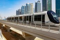 Metro railway train in Dubai city in UAE Royalty Free Stock Photo