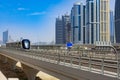 Metro railway train in Dubai city in UAE Royalty Free Stock Photo