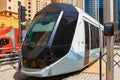 Metro railway train in Dubai city in UAE Royalty Free Stock Photo