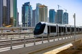 Metro railway train in Dubai city in UAE Royalty Free Stock Photo