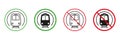 Metro Red and Green Road Warning Signs. Public Subway, Underground Station. Railway Transportation Permit and Not Royalty Free Stock Photo