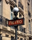 Metro sign, Paris, France. Royalty Free Stock Photo