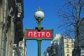 Metro sign on Paris street