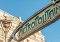 Metro sign, Paris. Underground symbol Royalty Free Stock Photo