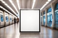 Metro station advertising board white mockup. ai generative