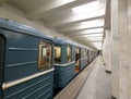Metro station Kolomenskaya(It is written in Russian) and passengers, Moscow, Russia