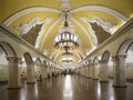 Metro station KomsomolskayaÃÂ (Koltsevaya Line) in Moscow, Russia. Royalty Free Stock Photo