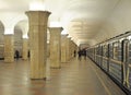 Metro station Kropotkinskaya in Moscow, train