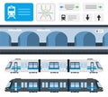 Metro station, subway and passenger ticket. Vector flat illustrations. Royalty Free Stock Photo