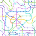 Metro subway map, city public transport scheme seamless pattern. Underground train station map, subway metro scheme Royalty Free Stock Photo