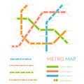 Metro or subway map design template. city transportation scheme concept. Vector illustration