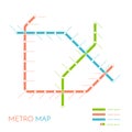 Metro or subway map design template. city transportation scheme concept. Vector illustration Royalty Free Stock Photo