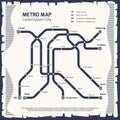 Metro subway map - subway poster design Royalty Free Stock Photo