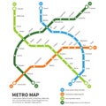 Metro, subway map vector template Royalty Free Stock Photo