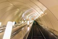 Metro or subway. Russian subway escalator. Moscow metro station inside. Underground urban transport Royalty Free Stock Photo